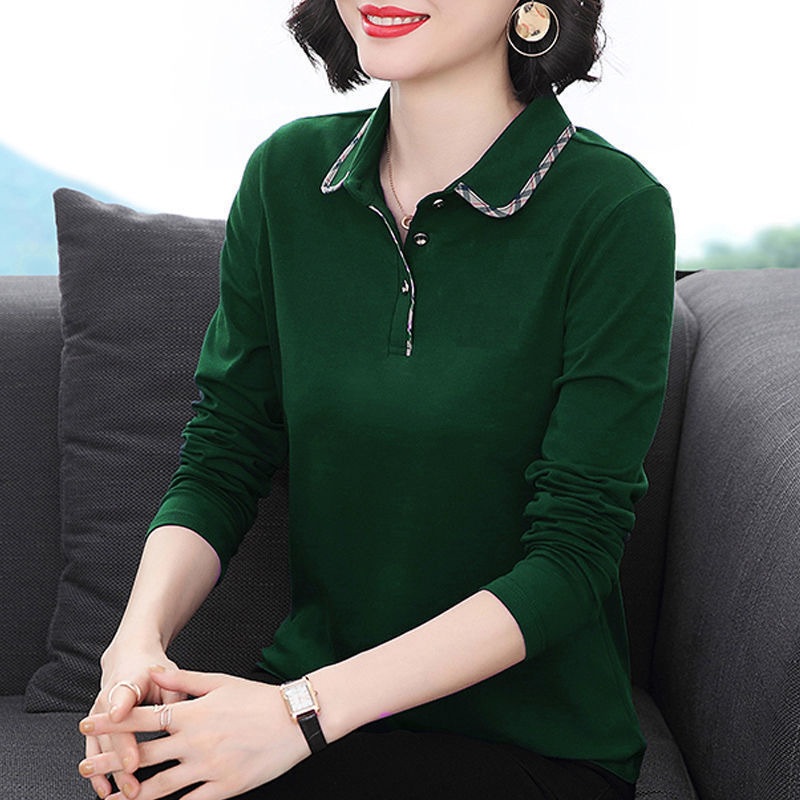 티셔츠 긴팔티 카라 기본 엄마옷 면 루즈핏 스트라이프 여자 무지 반팔 기능성 단가라 맨투맨 - 상품 이미지