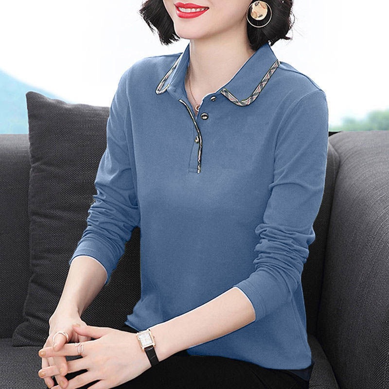 티셔츠 긴팔티 카라 기본 엄마옷 면 루즈핏 스트라이프 여자 무지 반팔 기능성 단가라 맨투맨 - 상세 이미지 2