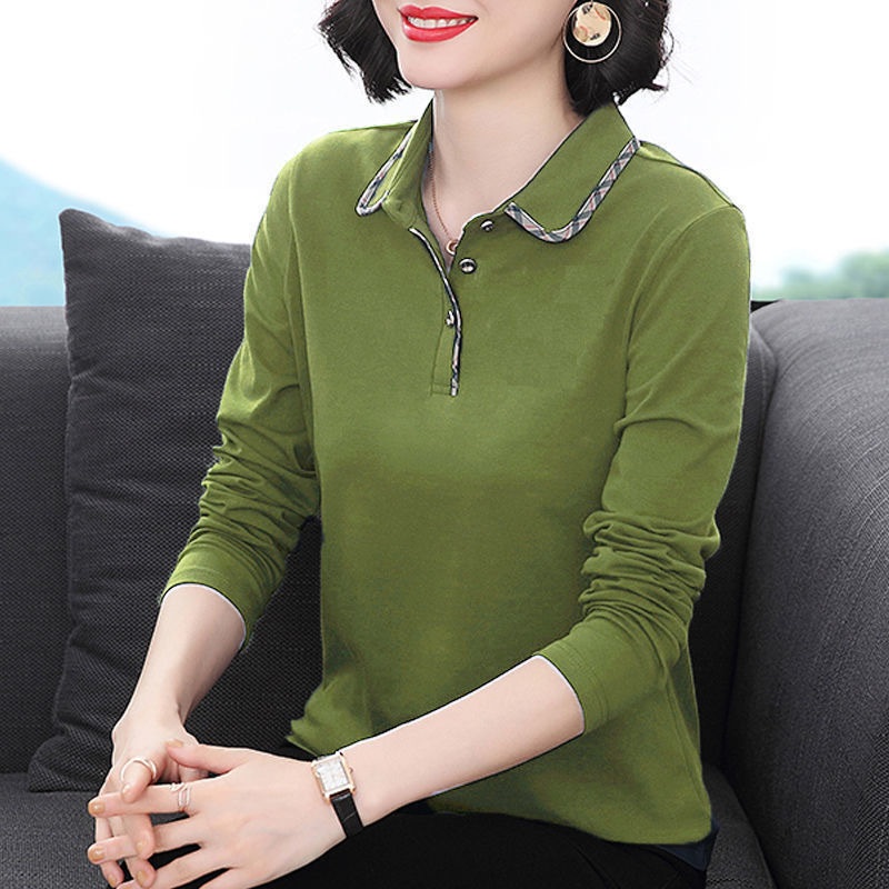 티셔츠 긴팔티 카라 기본 엄마옷 면 루즈핏 스트라이프 여자 무지 반팔 기능성 단가라 맨투맨 - 상세 이미지 3