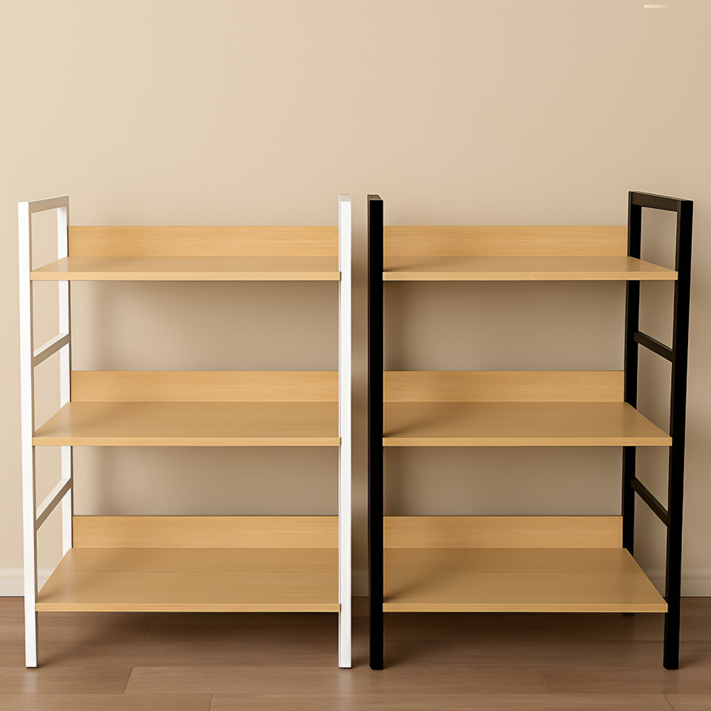 선반 수납선반 거실 다용도실 팬트리 다용도 조립 모듈 나무 원목 3단블랙