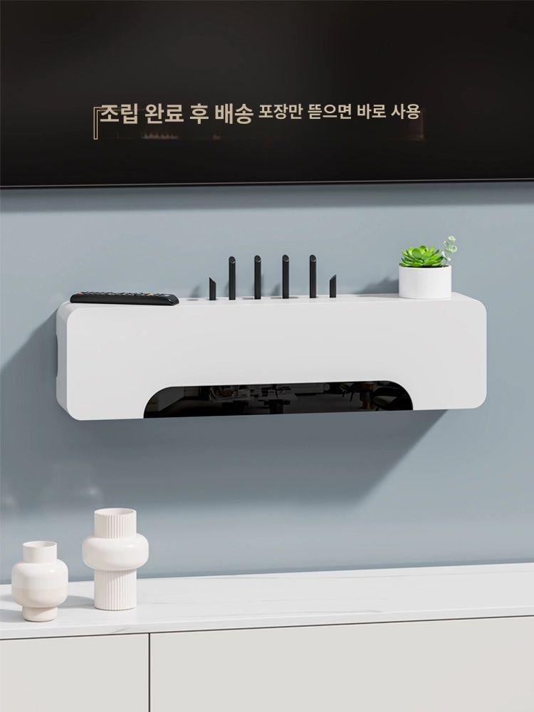 셋톱박스 가리개 벽걸이 초박형 정리함 공유기 수납 선반 거실 - 상세 이미지 4