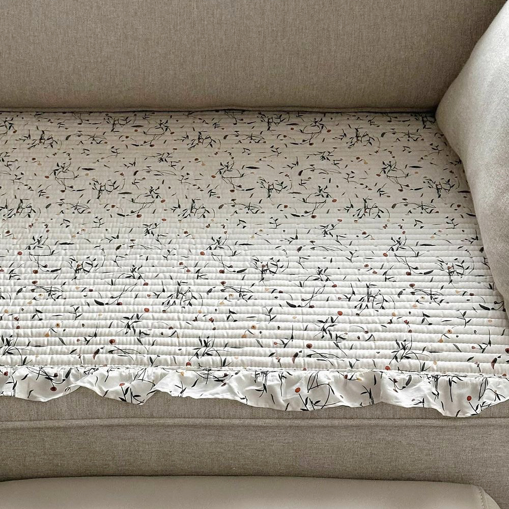 어느날오후 쇼파패드 소파 매트 덮개 방석 토퍼 오렌지 플라워, 4인용