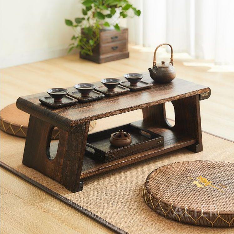 좌식 책상 원목 미니 술상 다과상 티테이블 다도 소형 테이블 60x34.5x24cm - 상세 이미지 3