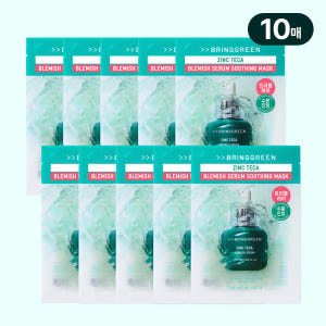 브링그린 징크테카 트러블 세럼 수딩 마스크 10매, 1개 솔직 후기 | 피부 타입별 분석 - 상품 이미지 1