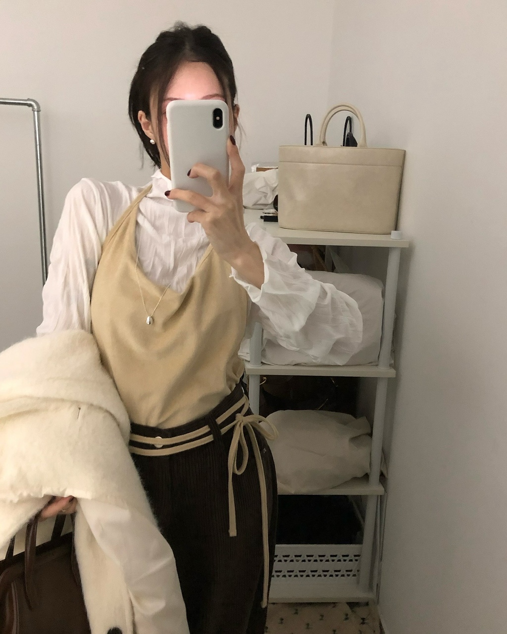 제듀 여성 겨울 레이어드 이너 스웨이드 홀터 뷔스티에 - 상세 이미지 3