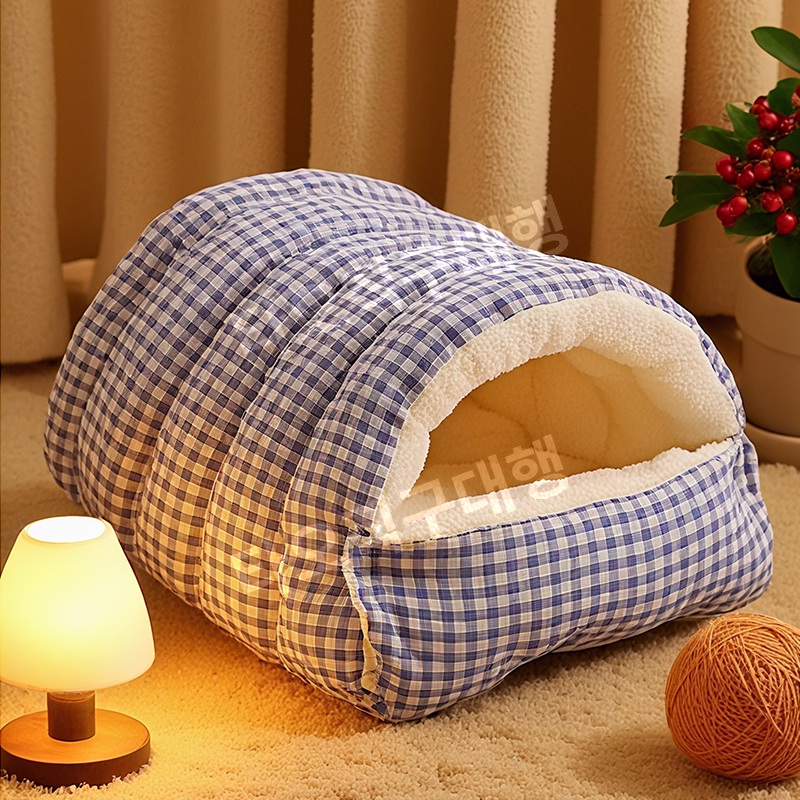 고양이침낭 보온 동굴 숨숨집 겨울 반려동물 따뜻한 담요 고양이이불 침대 이불 강아지 - 상품 이미지