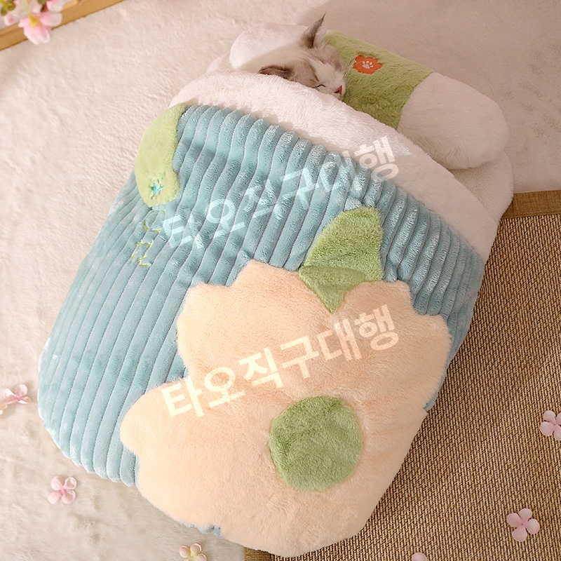 고양이침낭 쿠션 반려동물 동굴 방석 따뜻한 겨울 이불 숨숨집 담요 강아지 보온 - 상세 이미지 3