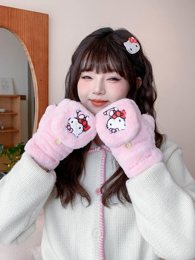 자수 장갑 귀마개 이어머프 키티 시나모롤 쿠로미 마이멜로디 한교동 상세 이미지 5
