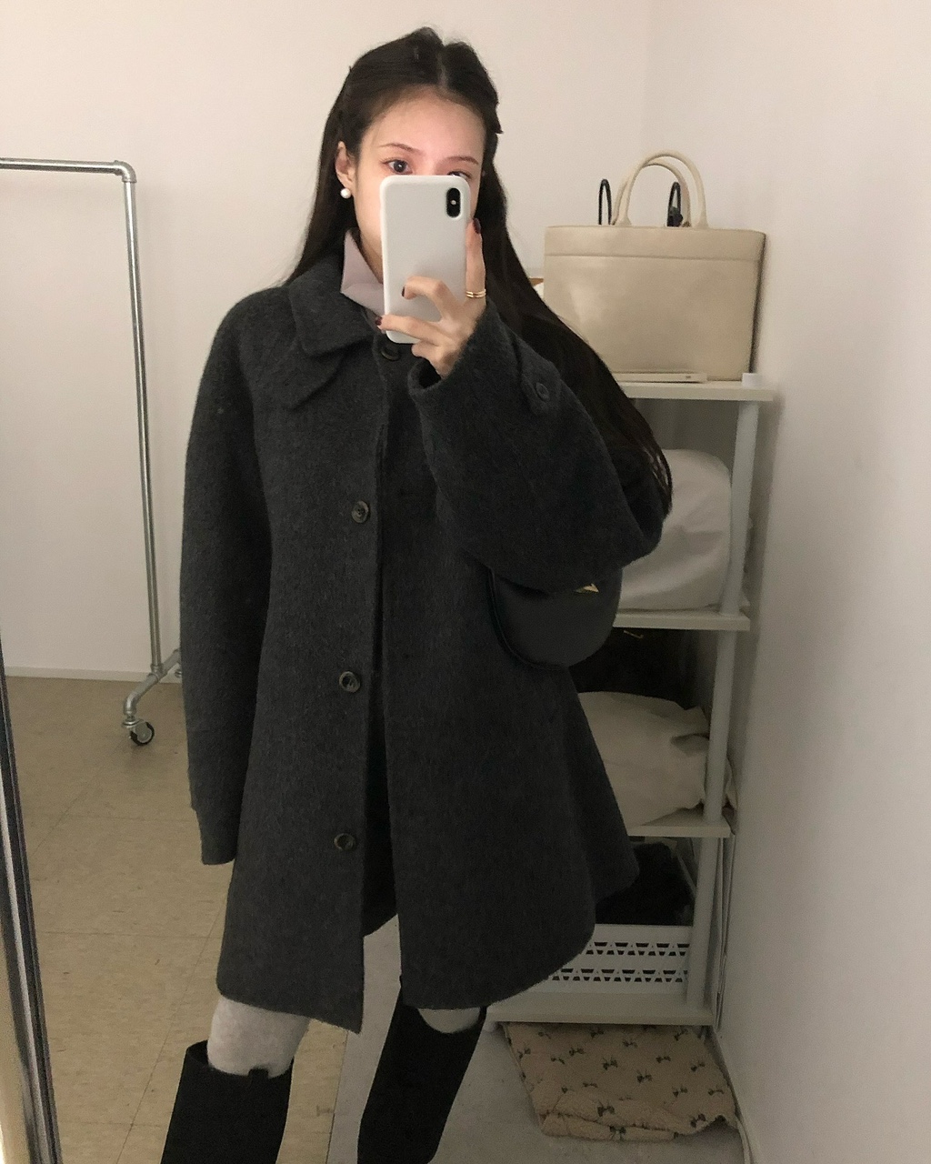 넙프 여성 울 알파카 오버핏 루즈핏 래글런 하프 핸드메이드 코트