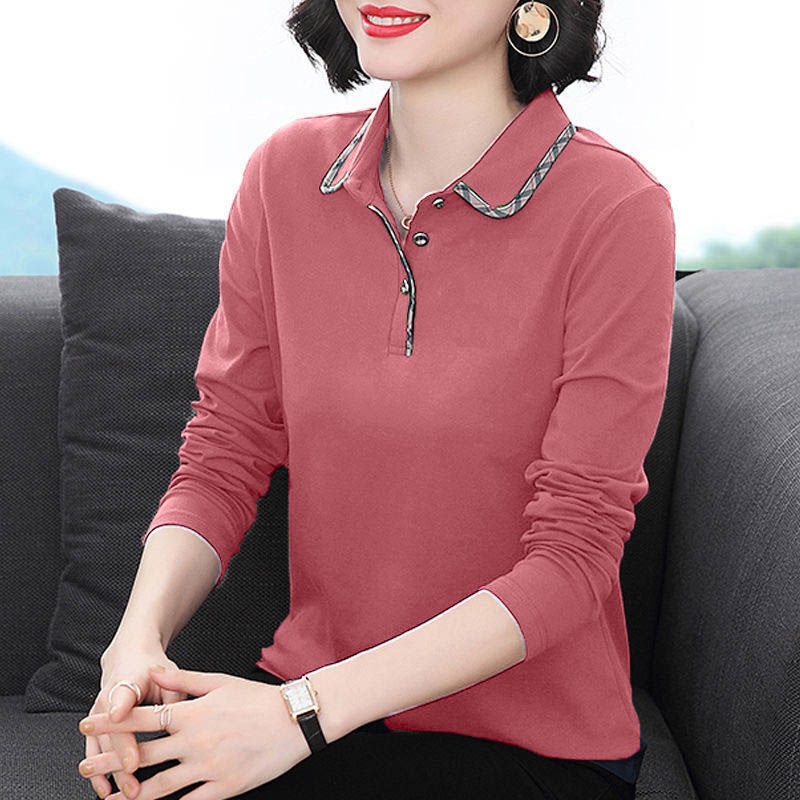 티셔츠 긴팔티 카라 기본 엄마옷 면 루즈핏 스트라이프 여자 무지 반팔 기능성 단가라 맨투맨 - 상세 이미지 4