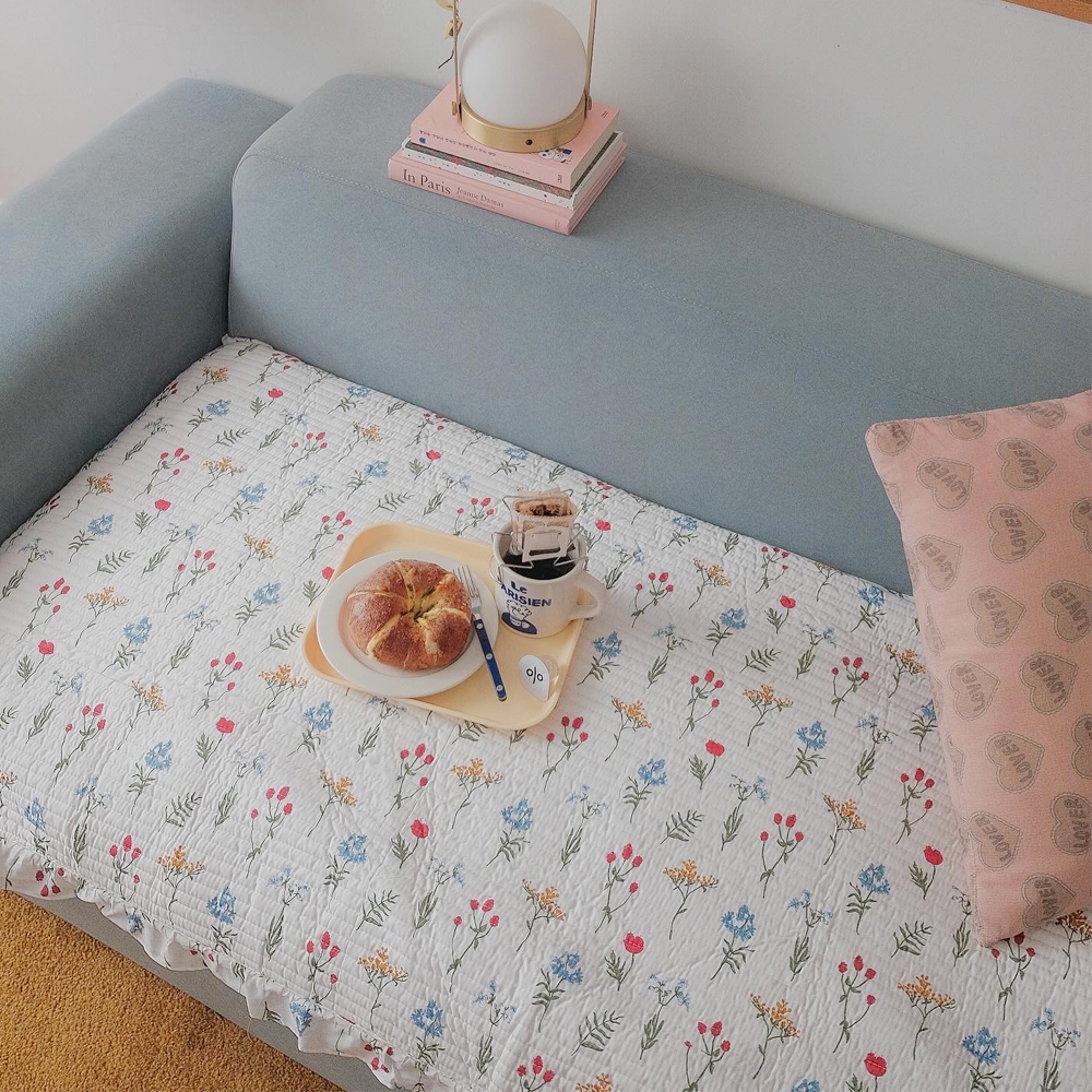 어느날오후 쇼파패드 소파 매트 덮개 방석 토퍼 오렌지 플라워, 4인용