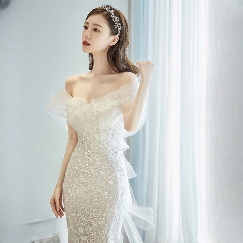 드레스 웨딩 이브닝 연주회 드레스 돌맘 원피스 셀프 결혼식 파티 실크 돌잔치 본식 피로연 - 상품 이미지