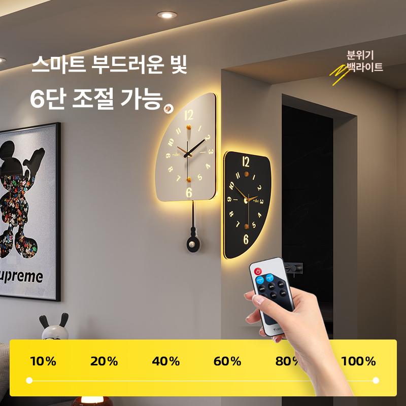 양면 벽시계 무소음 벽걸이 거실 카페 모서리 조명 인테리어 시계 - 상세 이미지 4