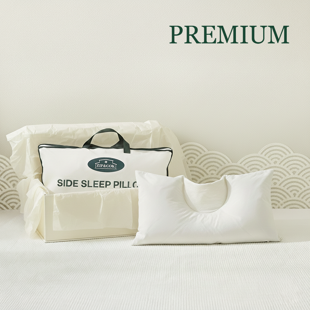 집앤콕 베개 일자목 거북목 목디스크 옆으로도 편한 경추베개 아이보리, 30x60