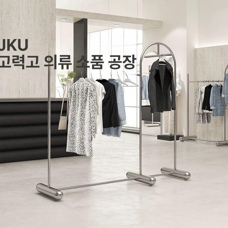 옷가게 스탠드형 스테인리스 옷걸이 이동식 의류 행거 매장 진열대 - 상세 이미지 4