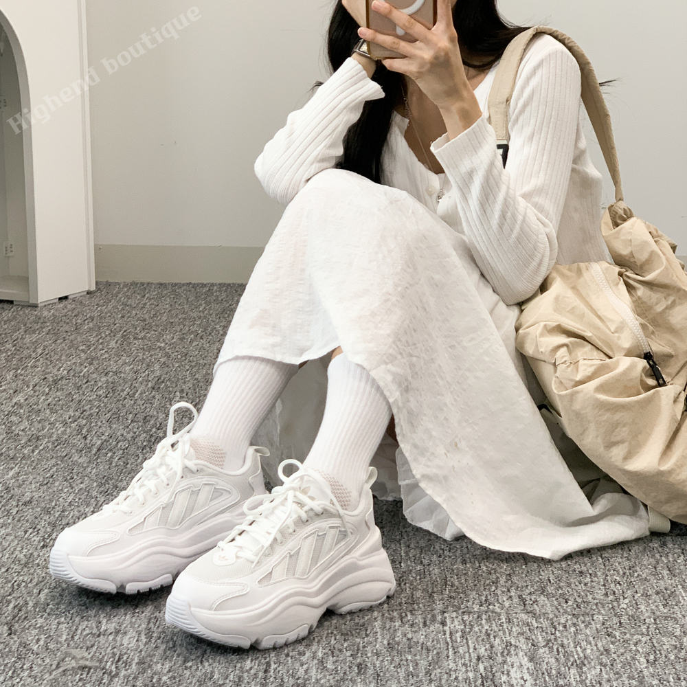 아디다스 오즈가이아 여성 키높이 굽높은 어글리슈즈 운동화 화이트, 230