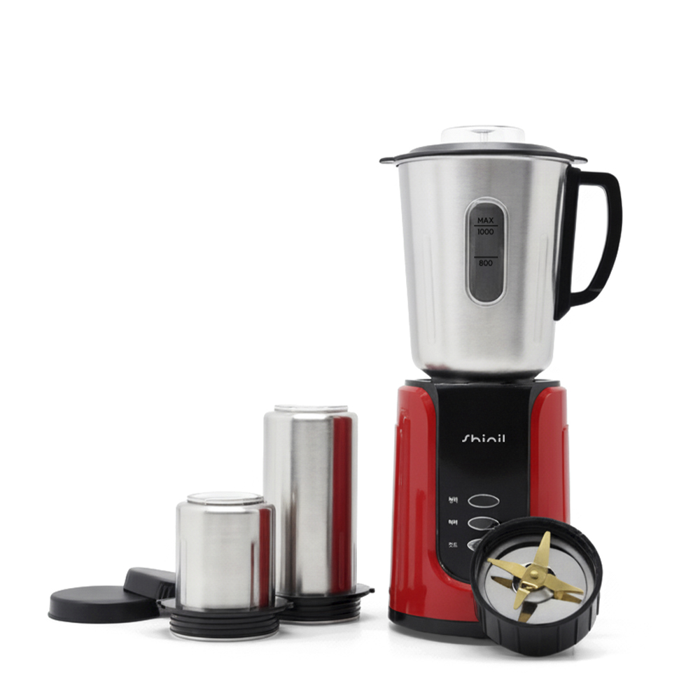 신일 멀티 믹서기 다용도 주스 마늘 양념 다지기 분쇄기 스텐용기 2개 레드