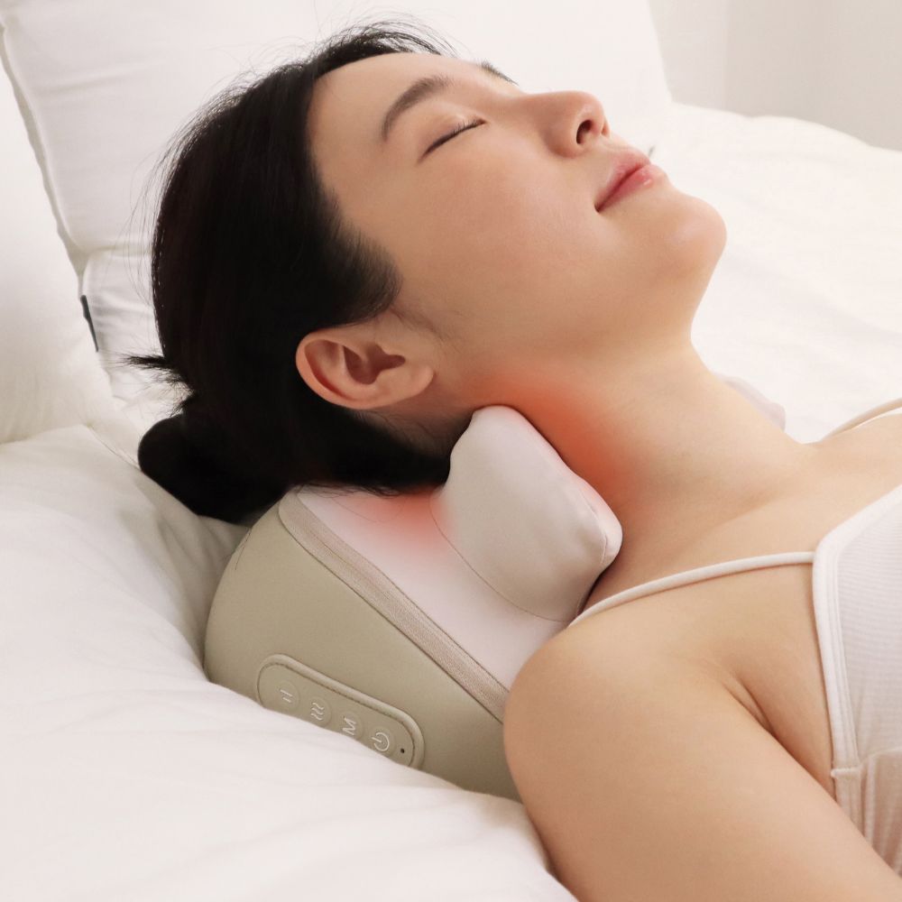 오아 굿슬립 PRO 무선 목 어깨 승모근 마사지기 경추 목근육 베개 안마기 온열 미니 마사지 - 상품 이미지