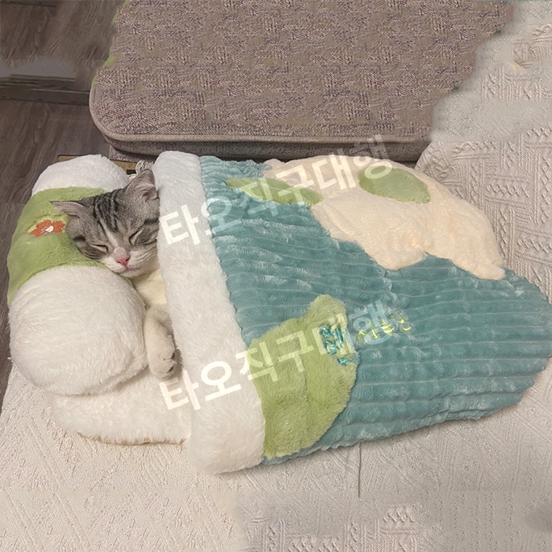 고양이침낭 쿠션 반려동물 동굴 방석 따뜻한 겨울 이불 숨숨집 담요 강아지 보온 - 상세 이미지 2