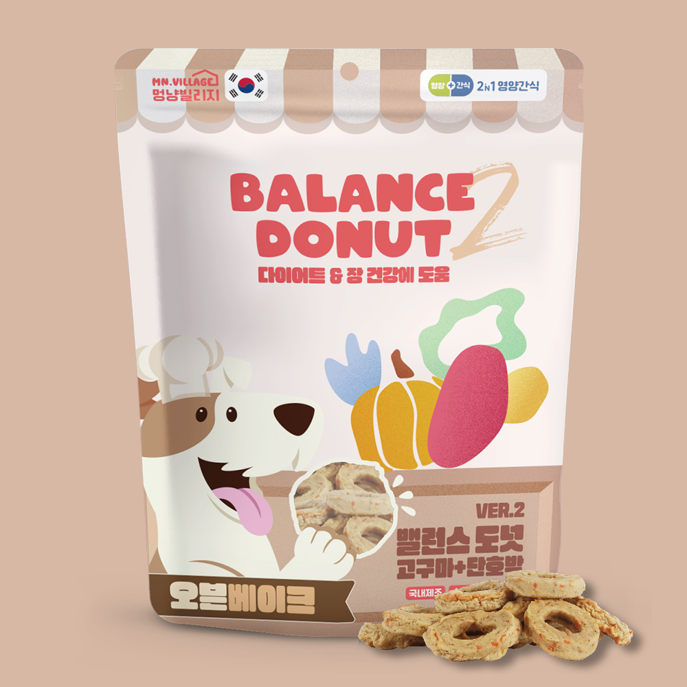 멍냥빌리지 강아지 가수분해 간식 저칼로리 밸런스도넛 고구마 단호박, 100g, 1개 - 상품 이미지