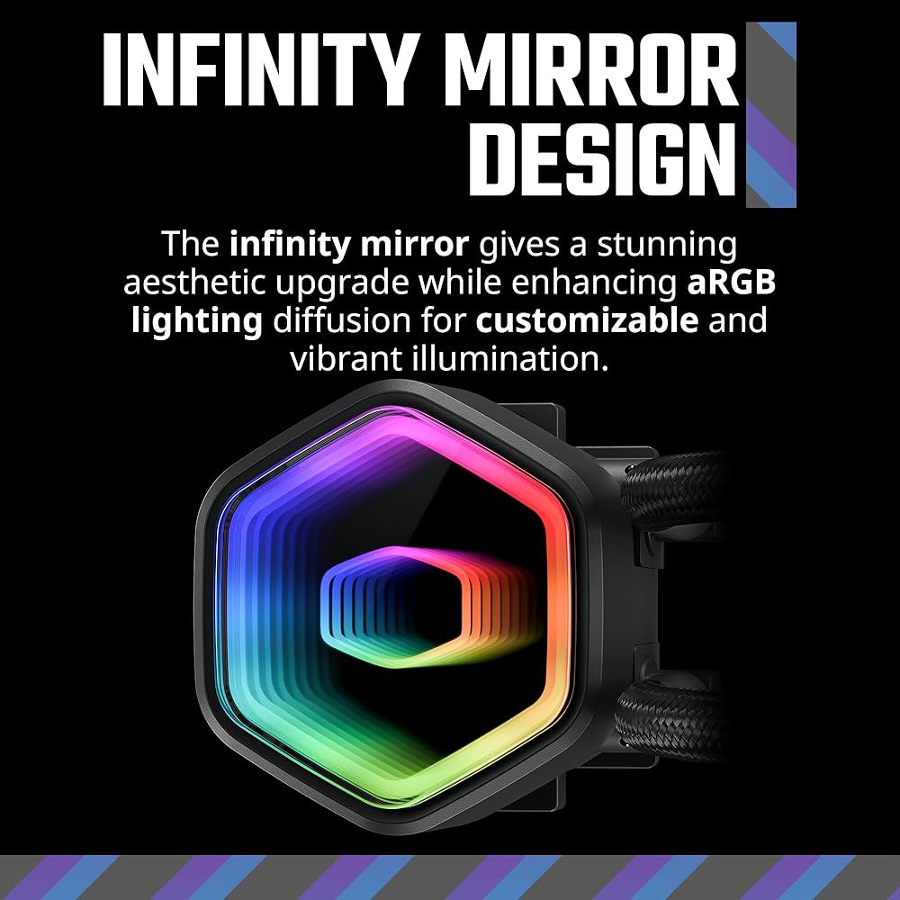 쿨러 마스터 360 코어 II CPU 액체 쿨러, 듀얼 챔버 펌프, 사용자 지정 가능한 aRGB 조명, 유지보수 필요 없음, 조용한 작동, 간편한 설치, AMD 라이젠 9 AM5| - 상세 이미지 3