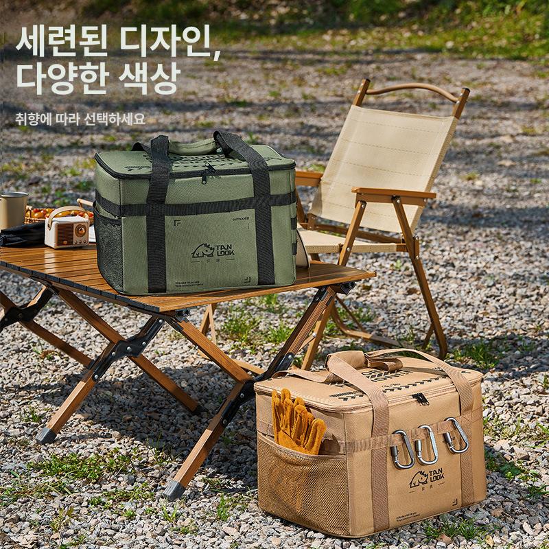 대용량 방수 보온보냉 피크닉 가방 캠핑용 휴대용 보냉백 카키 - 상세 이미지 2