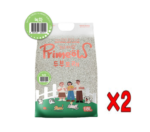 프리미요 두부모래 녹차 18L 6.4kg 2개 - 상품 이미지