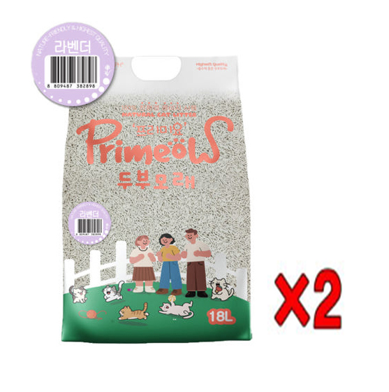 프리미요 두부모래 라벤더 18L 6.4kg 2개 - 상품 이미지