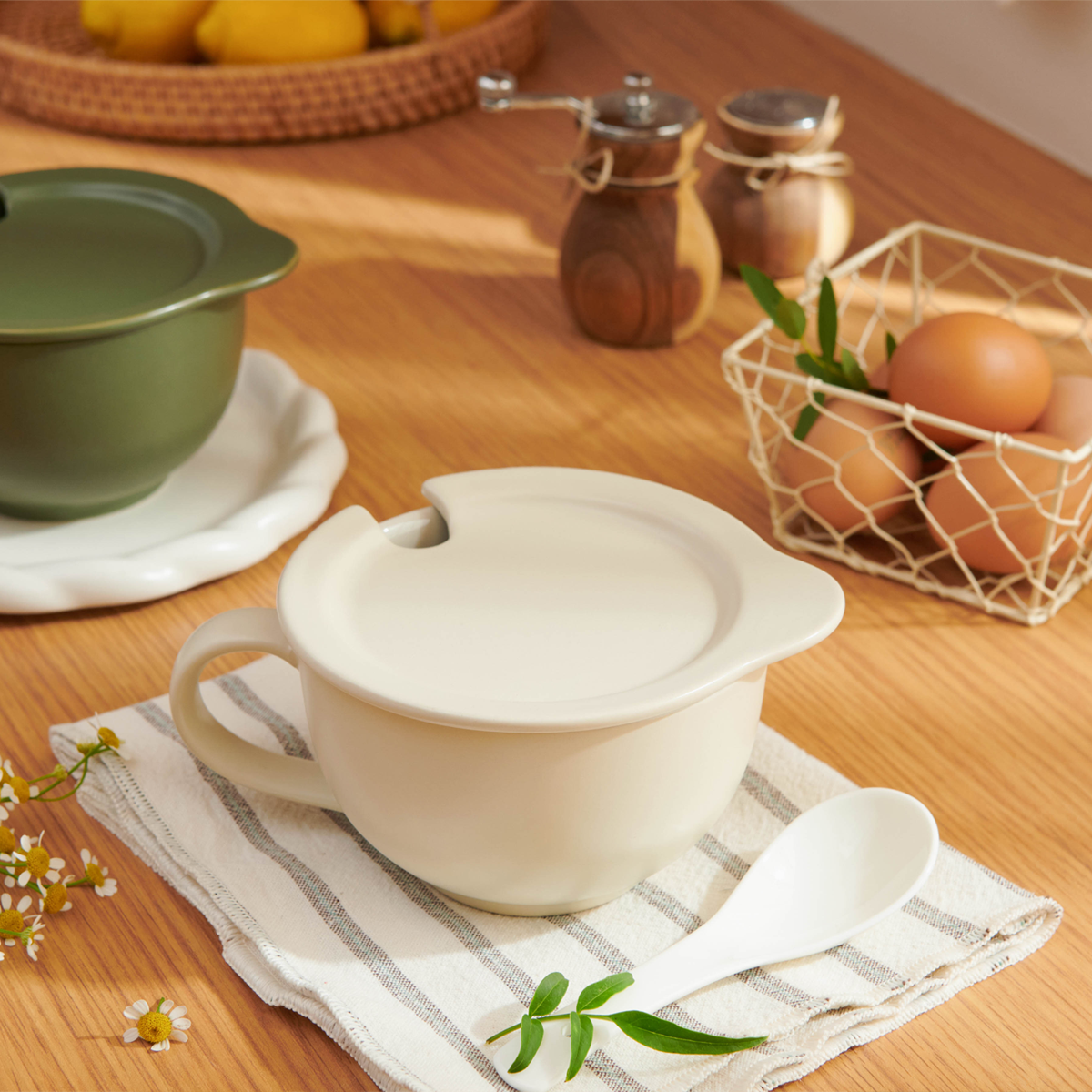 데일리렌지 전자레인지 라면 조리기 이유식 혼밥 용기 데일리 아이보리 380ml