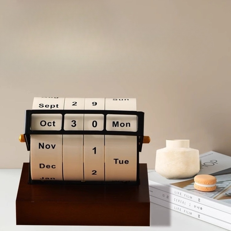만년 달력 책상 장식 졸업 생일 선물 수동 레트로 탁상달력 수동 감성 장식품 청총덕 캘린더 - 상세 이미지 2