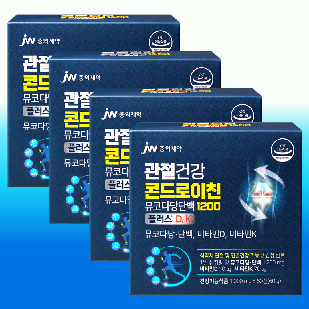 JW중외제약 콘드로이친 1200 관절 연골 콘트로이친 소연골 콘도로이친 60정, 4개 - 상품 이미지
