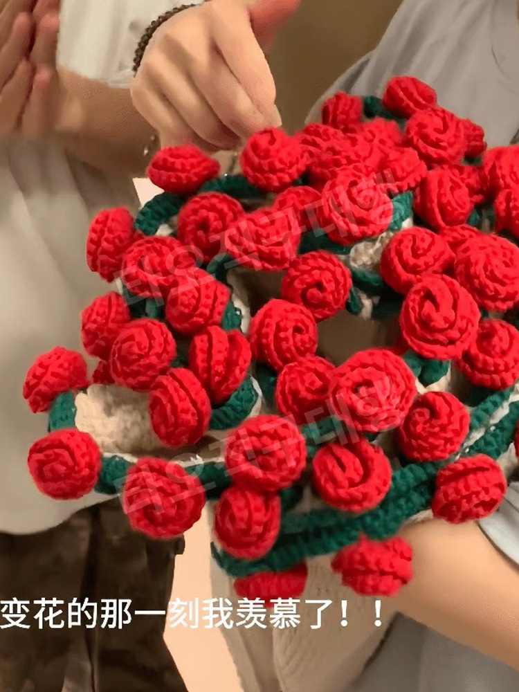 꽃다발담요 블랭킷뜨기 뜨개질 뜨게꽃 뜨개꽃 완제품 블랭킷 선물 뜨개꽃다발 장미 - 상세 이미지 4