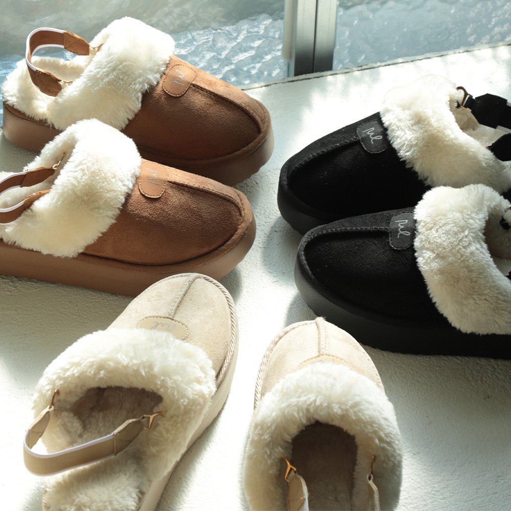 벨유 키높이 통굽 겨울 방한 털 슬리퍼