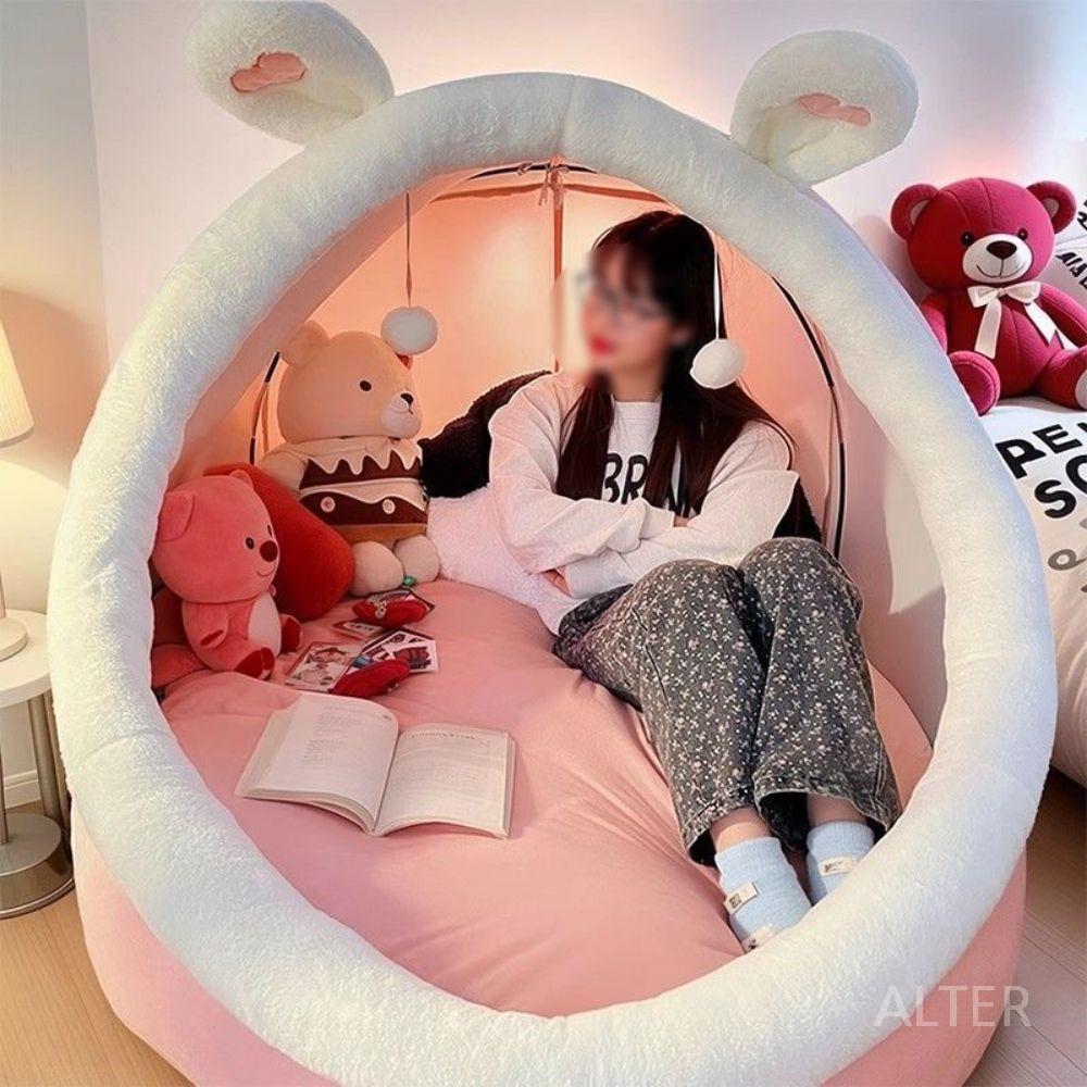 사람용 숨숨집 초대형 하우스 침낭 인간 쿠션 고양이 핑크 (모직 패드) - 상세 이미지 3
