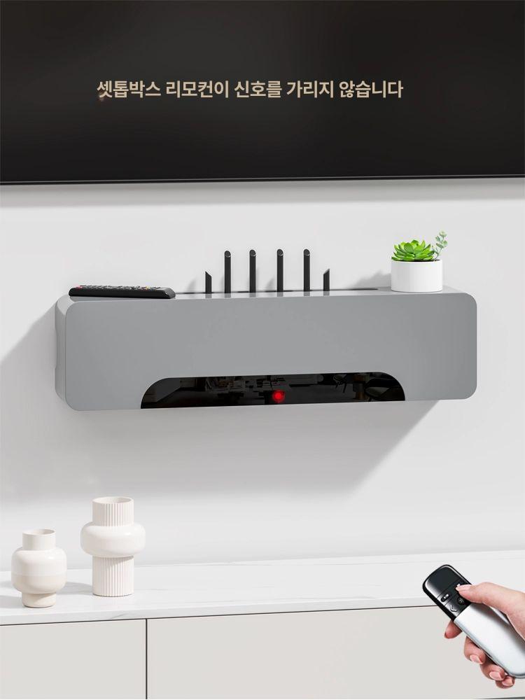 셋톱박스 가리개 벽걸이 초박형 정리함 공유기 수납 선반 거실 - 상세 이미지 2