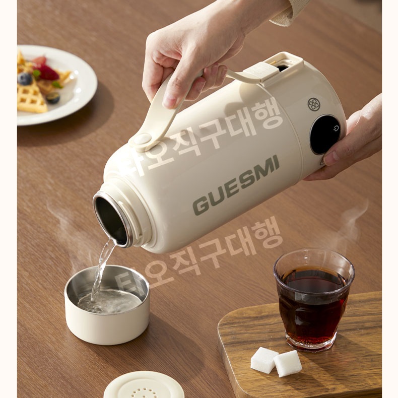 가열텀블러 사무실 여행용 포트 물끓이는 전기 무선 캠핑 휴대용 보온병 등산 - 상품 이미지