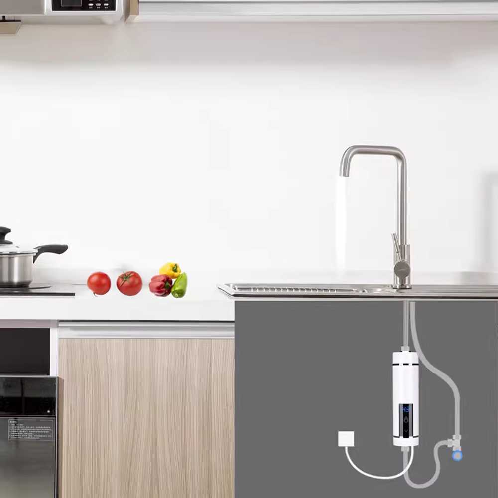 소형 전기 온수기 미니 욕실용 절전형 순간 캠핑 6500W 화이트 + 5구 소켓 - 상세 이미지 5