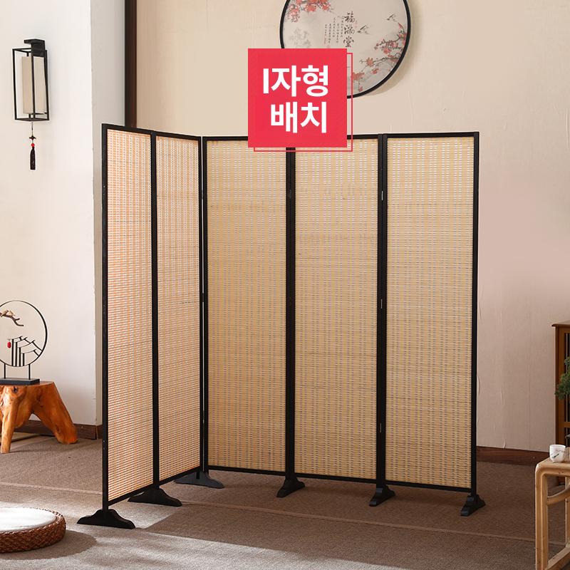 엔틱 파티션 한옥 사무실 빈티지 접이식 가벽 한식 식당 블랙 프레임 2.0mx0.5m 5패널 - 상세 이미지 4