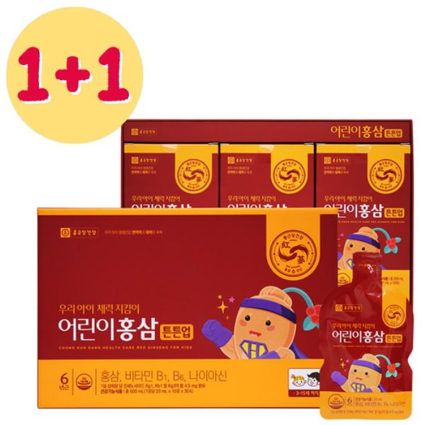 [1+1] 종근당건강 어린이 홍삼 튼튼업 20ml x 30포 X 2박스 2개월분   면연력 증진 3-15세 - 상품 이미지