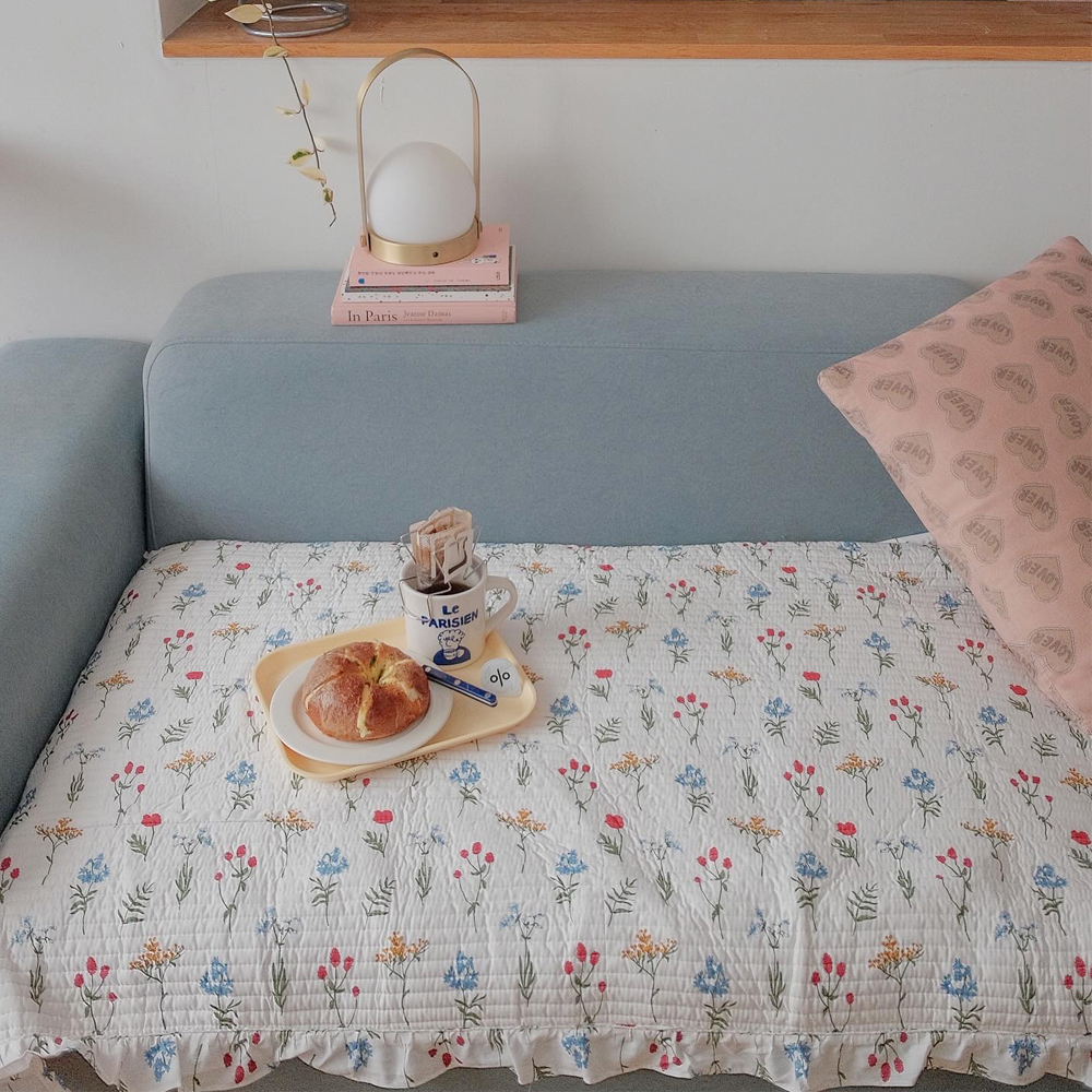 어느날오후 쇼파패드 소파 매트 덮개 방석 토퍼 오렌지 플라워, 4인용