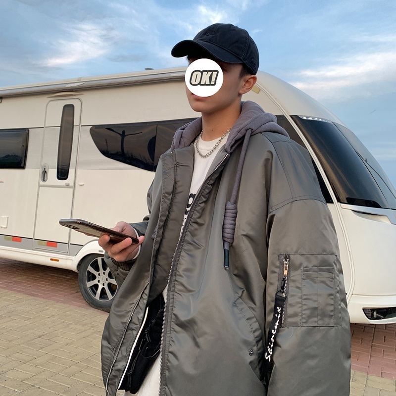 오버핏 후드 항공 점퍼 자켓 패딩 경량 미군 잠바 빅사이즈 나일론 깔깔이 야상 파카 남성 - 상세 이미지 3