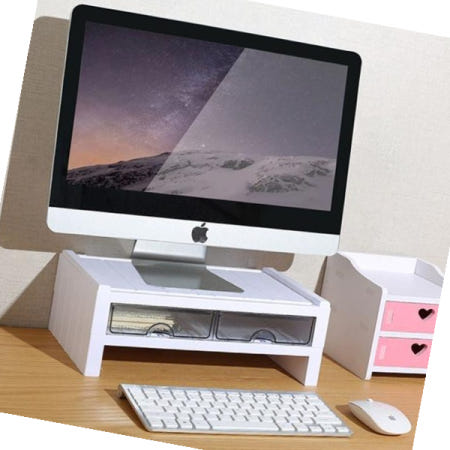 PC받침대 서랍형 모니터받침대 2단 수납형 키보드정리