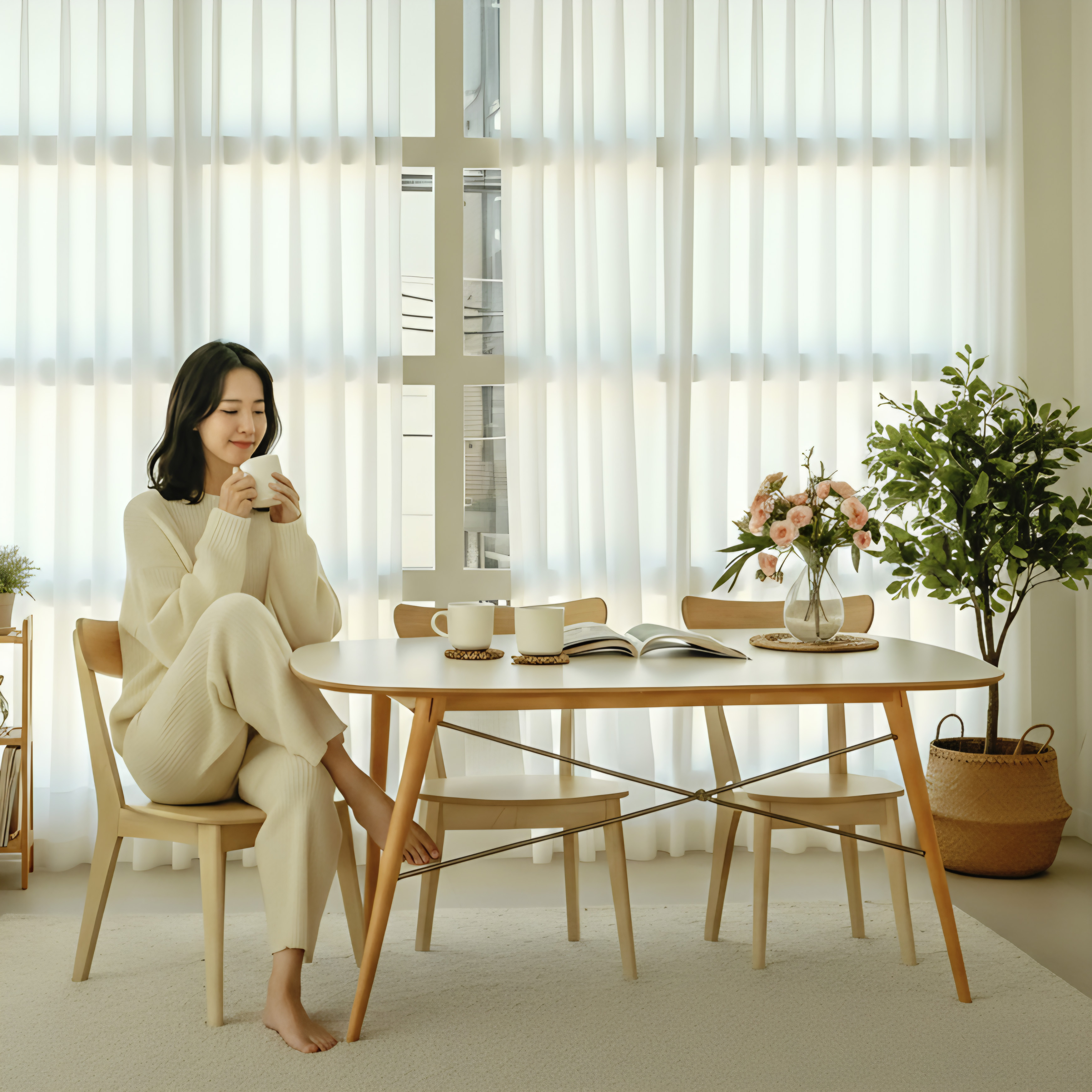 아르일랑 쉬폰 차르르 커튼 거실 안방 커텐 1cm 나비주름 금속핀 기본 심플쉬폰 화이트