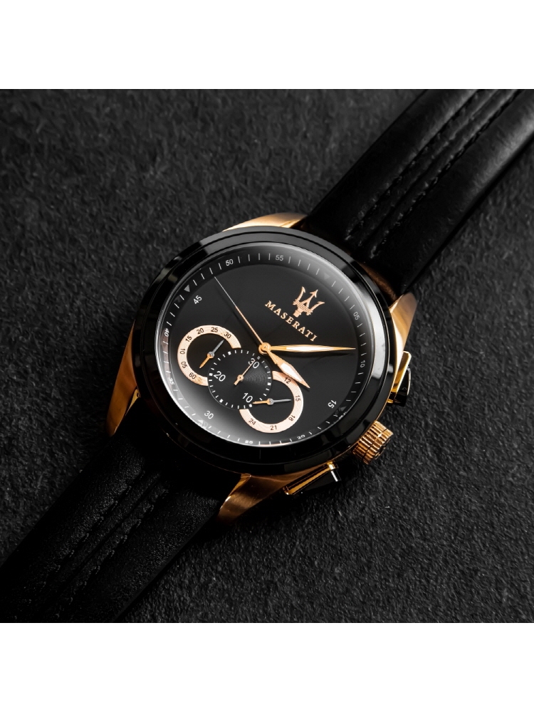 [Italian Design] 마세라티 남자 TRAGUARDO 가죽 클래식 손목 패션 방수 야광시계 블랙 - 상품 이미지