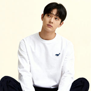 긴팔 티셔츠 옥스타 남녀공용 미니 웨일 자수 크루넥 오버핏 착용 후기 | 사이즈/핏 총정리 - 상품 이미지 1