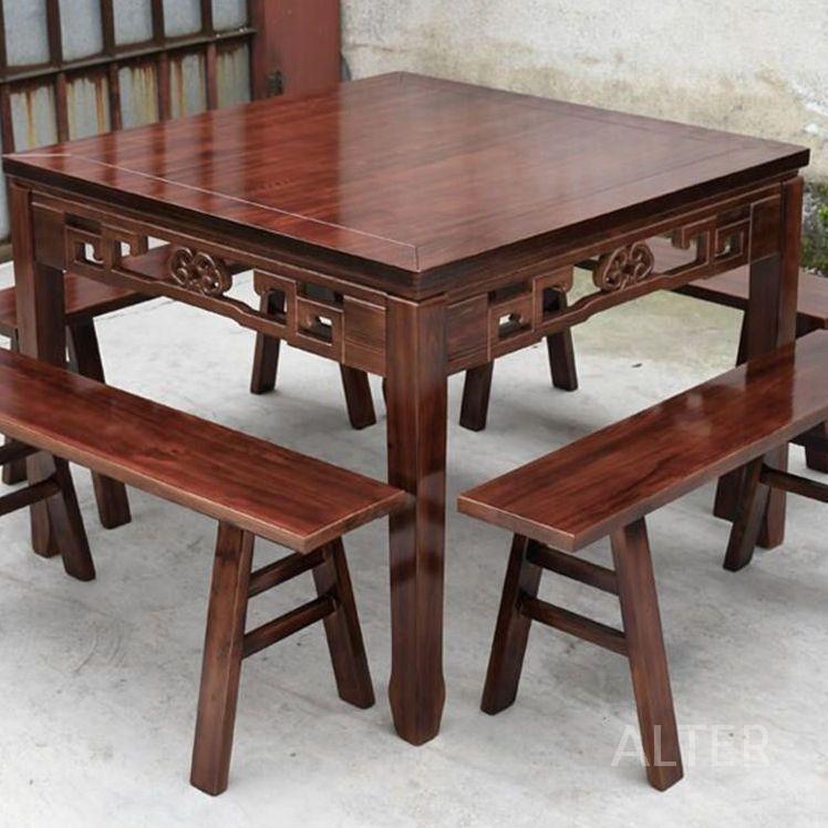 사각형 테이블 중식당 간이 중국집 식당 탁자 매장 식탁 B 100x100x80cm - 상세 이미지 4