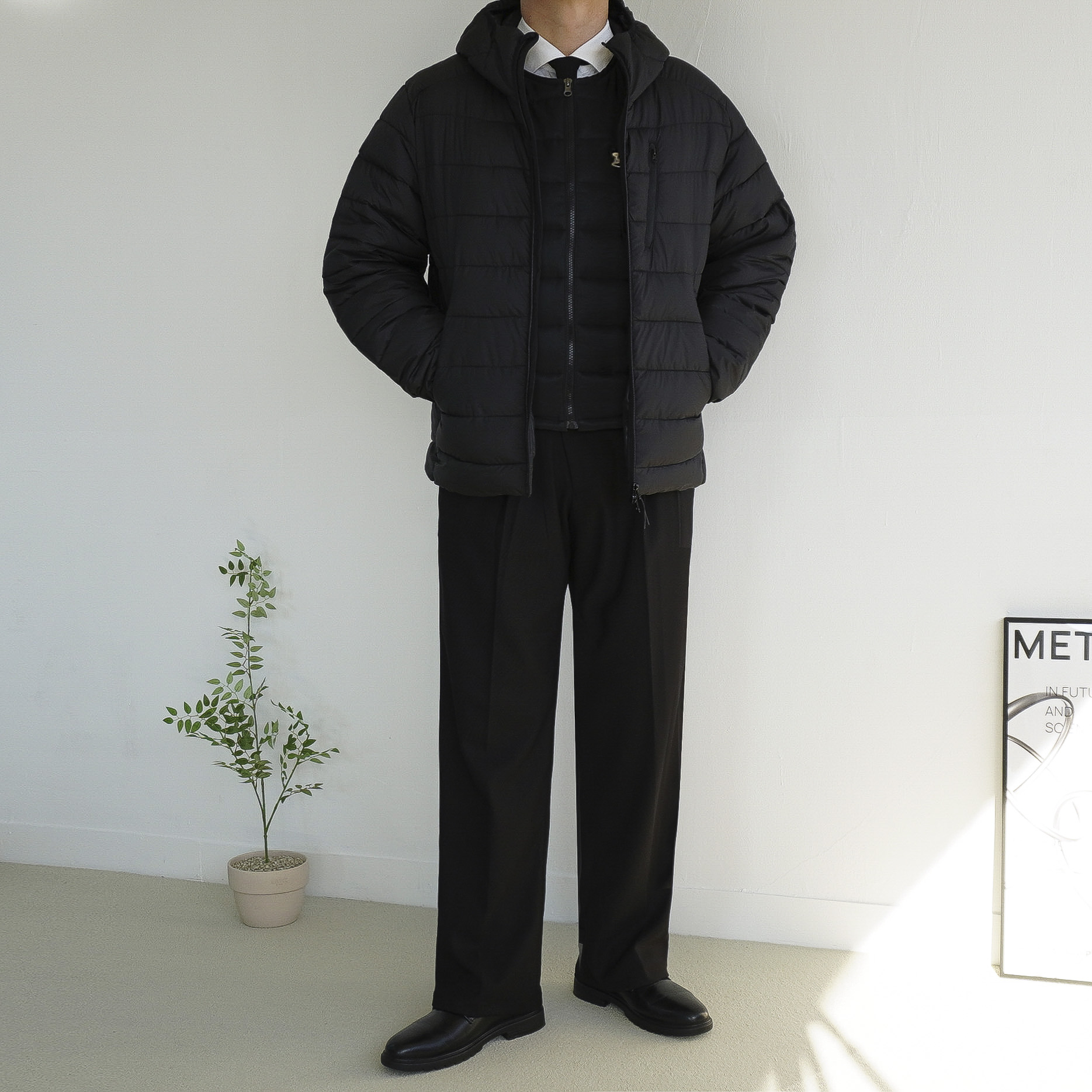 남자 U넥 지퍼 웰론 라운드 경량 패딩 조끼 베스트 3color 이미지 8
