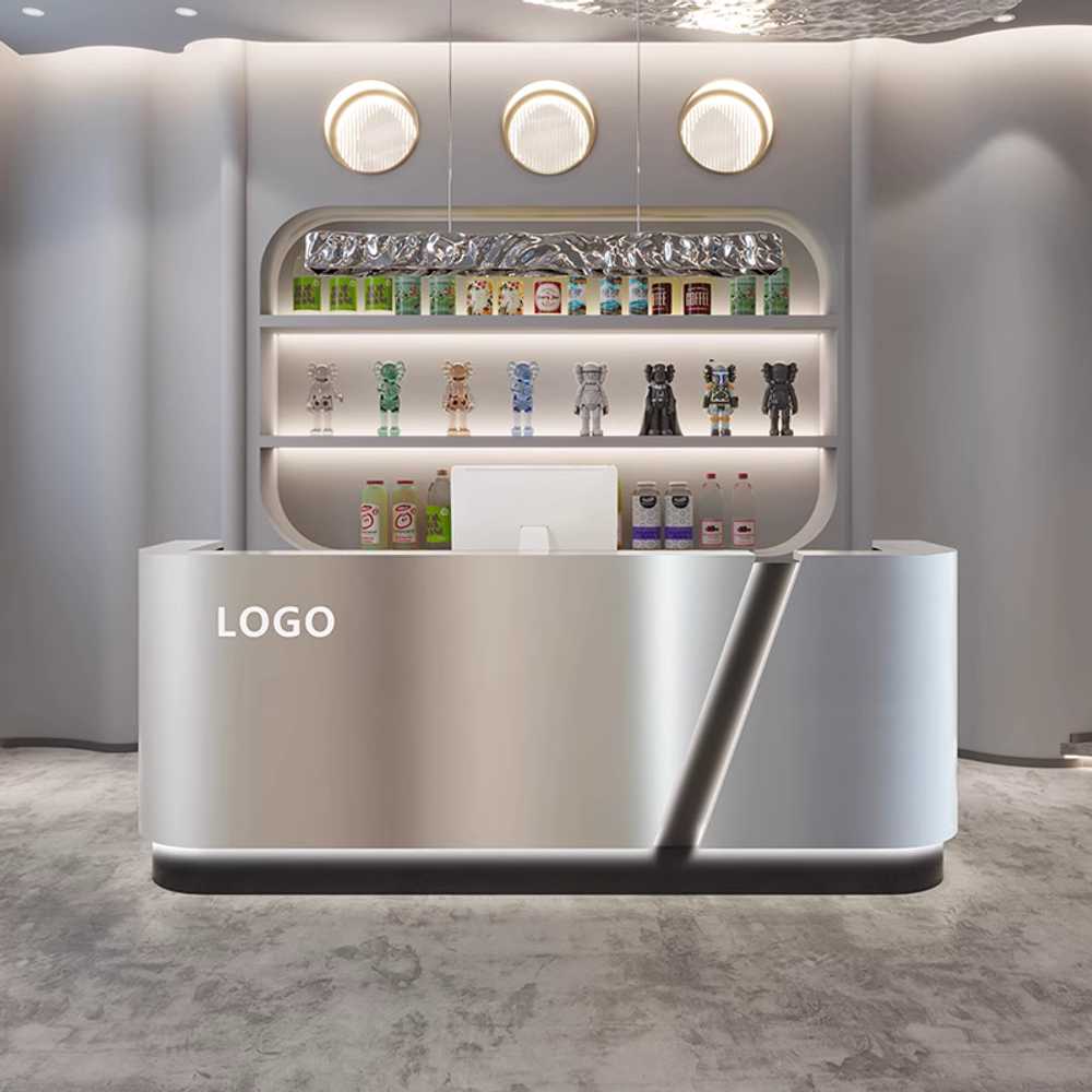스텐 계산대 매장용 스테인리스 카운터 테이블 옷가게 실버 스틸 + 블랙 - 상세 이미지 2