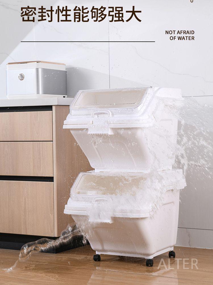 업소용 밀가루 통 대용량 분말 쌀통 보관함 이동식 슬라이드 100L(쌀 62.5kg) - 상세 이미지 5
