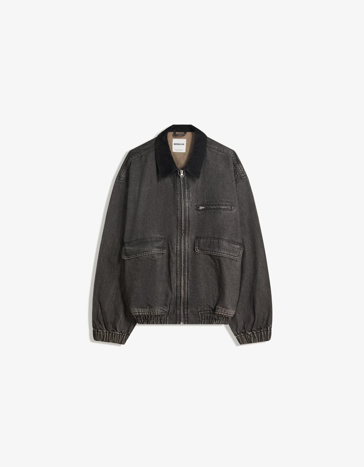 버쉬카 빈티지 데님 포켓 집업 재킷 6748/388 BLACK - 상품 이미지